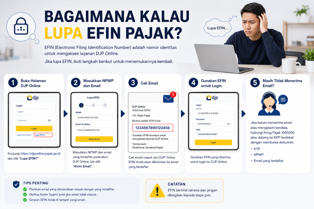 Panduan Lengkap Cara Lapor SPT Tahunan Online PPh Orang Pribadi Terbaru 5 Bagaimana kalau lupa efin pajak
